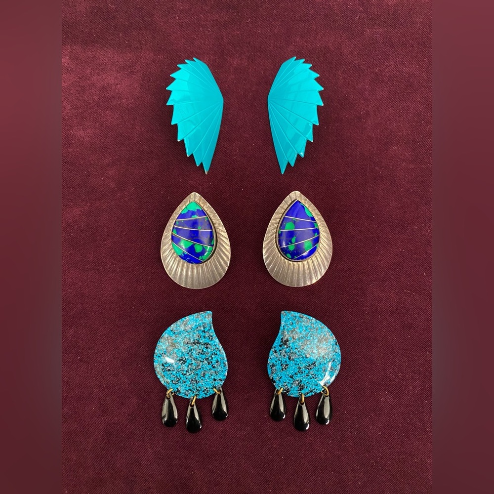 Vintage 1980’s Teal and Blue Earring Set